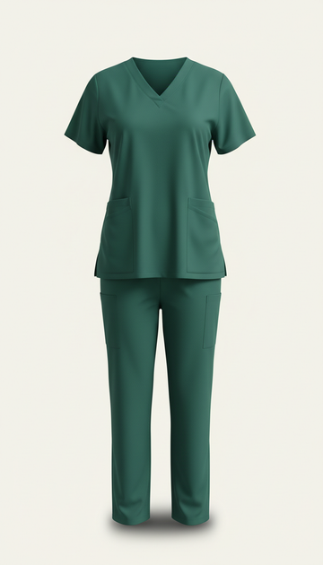 Evergreen scrub set with technical fabric