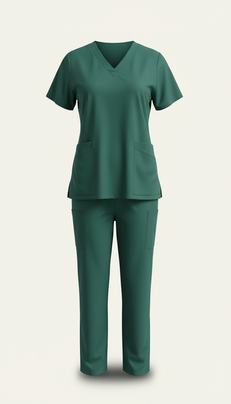 Evergreen scrub set with technical fabric